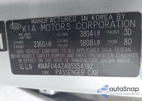 2011 Kia Forte Ex from USA, damaged, VIN KNAFU4A24B5354192